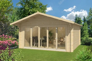 Gartenhaus Enzian-70 70 mm 508x508 cm Satteldach Blockhaus Schuppen Gerätehaus - Bild 1 von 8