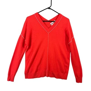 Maglione donna rosso 100% cashmere Signature by Nordstrom taglia S scollo a V usato in ottime condizioni - Foto 1 di 9