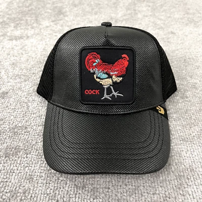 GOORIN BROS Hat Cap Snapback COCK Rooster Mesh Trucker Faux Leather Upper Remake - Image 1 of 4