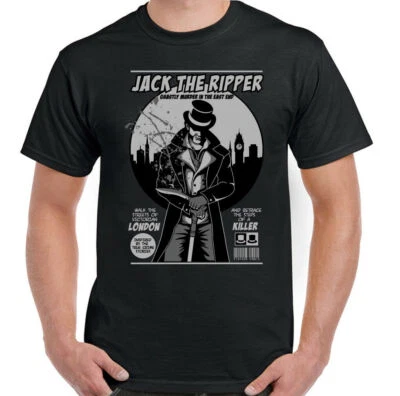 Jack The Ripper T-Shirt Comic Book Style Mens Murder Mystery Horror Halloween - Image 1 of 2