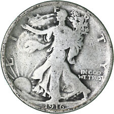 1916 (P) Walking Liberty Half Dollar 90% Silver Good GD See Pics Q378