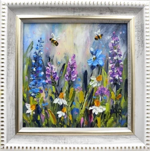 Blooming Flowers Wildflower Painting Original Floral Oil Impasto Art Signed - Picture 1 of 12