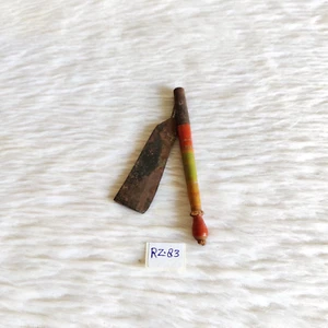 19c Vintage Handmade Hand Painted Straight Razor Steel Blade Wooden Handle RZ83 - Picture 1 of 7