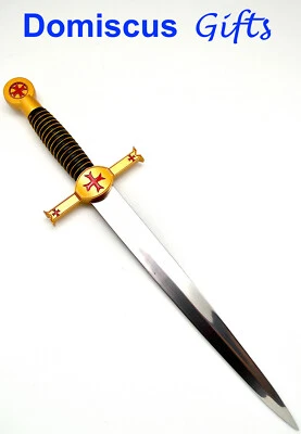 15 3/4" NEW! MEDIEVAL Dagger HISTORICAL Replica SWORD Crusader KNIGHT Red CROSS - Imagem 1 de 4