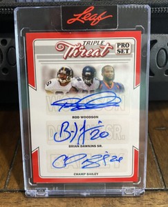 CHAMP BAILEY ROD WOODSON BRIAN DAWKINS 2022 LEAF PRO SET TRIPLE THREAT AUTO
