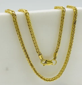 9ct Solid Yellow Gold 3mm Square Spiga Chain Necklace 16" 18" 20" New - Picture 1 of 8