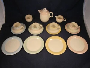 Homer Laughlin Eggshell Organdy Child Tea Hot Chocolate 16 pc Set Cream HandlesA - Picture 1 of 20