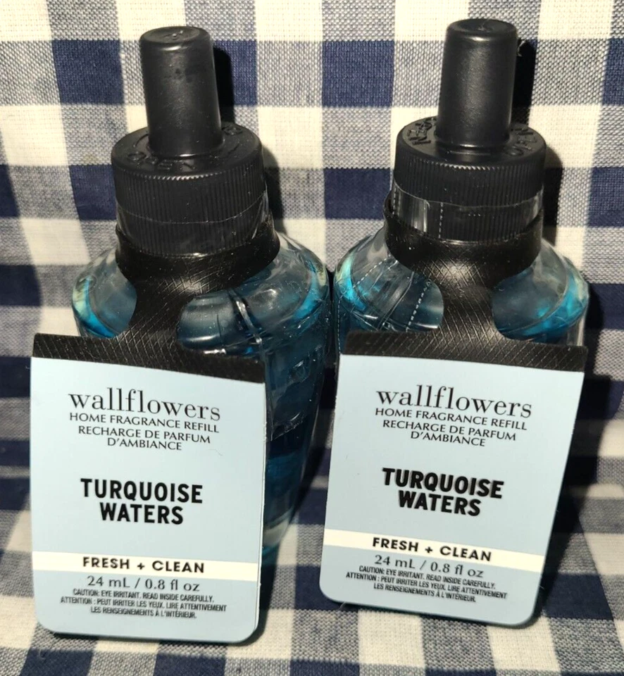 NUEVO PAQUETE DE 2 BOMBILLAS DE RECARGA DE FLORES DE PARED AGUAS TURQUESAS SELLADAS baño y cuerpo funciona Foto 1 de 1