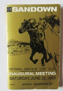 1965 VATC Race Book: SANDOWN - INAUGURAL MEETING (Samson, Red William, Pterylaw) - Picture 1 of 5