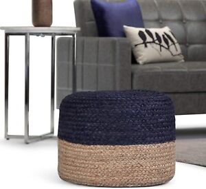 Pouf Cover Jute Braided Living Room Multicolor Decor Ottoman Foot Stool Cover