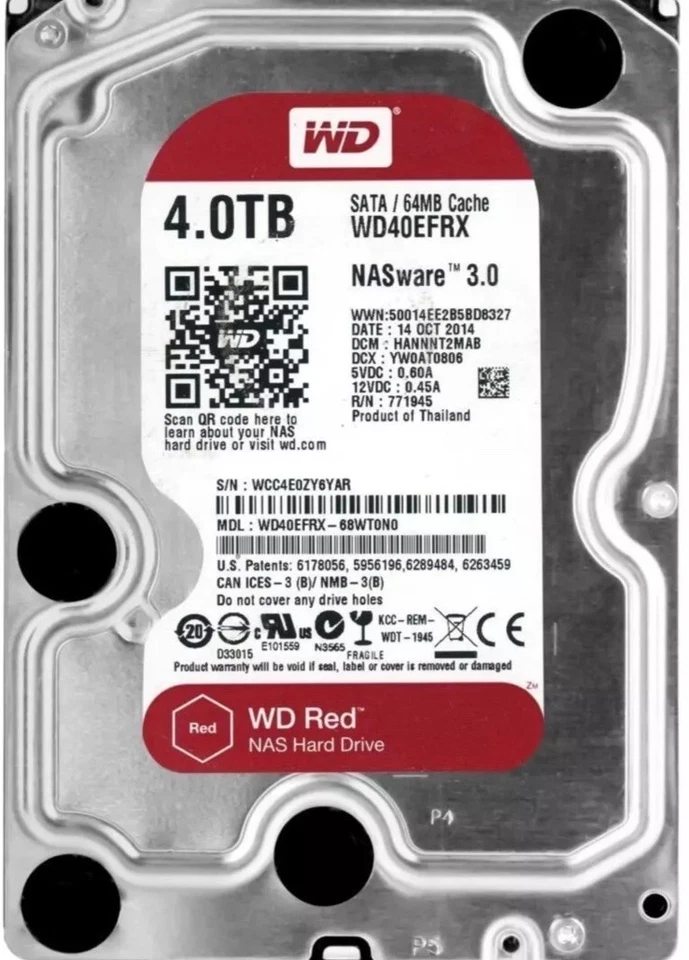 Western Digital WD40EFRX 4TB 64MB 5400U/min Sata III 3,5 Zoll - Bild 1 von 1