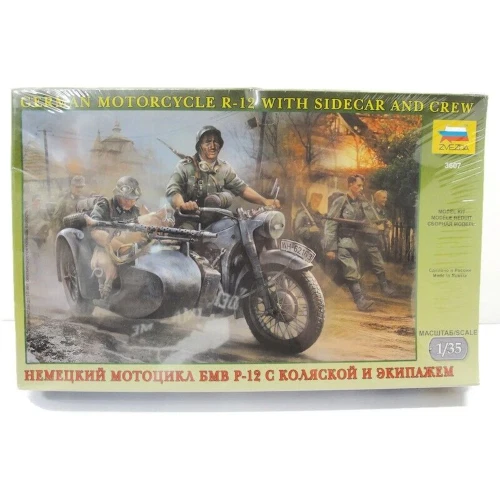 GERMAN MOTORCYCLE R-12 WITH SIDECAR AND CREW KIT 1:35 Zvezda Kit Mezzi Militari  - Immagine 1 di 1