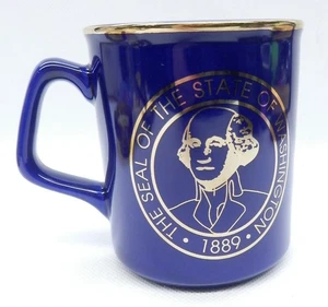 Taza de café azul vintage del estado de Washington "Región 6" (áreas costeras) con sello estatal - Imagen 1 de 4