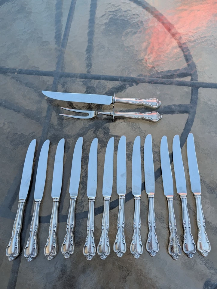 Vintage Set Of 12 Sterling Silver Handle Knives, American Classic By Easterling - Image 1 of 4