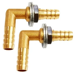2PCS Raccordo Paratia Barra Gomito 90° Ottone Massiccio 3/8”OD Accoppiamento Paratia... - Foto 1 di 5