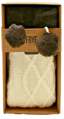 Frye Women's Faux Fur Cable Knit Home Slipper Socks One Size Ivory New in Box! - Image 1 of 2