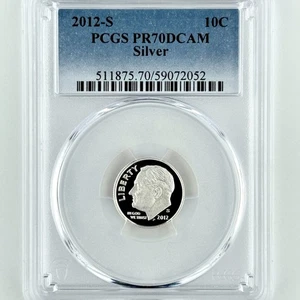 2012 S Dime Silver PR 70 DCAM PCGS Roosevelt 10c Best Top Grade - Picture 1 of 8