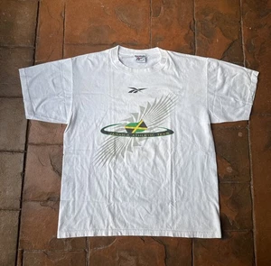 Vintage 90s Reebok Jamaica Athletic Team T-Shirt Large Single Stitch USA - Picture 1 of 8