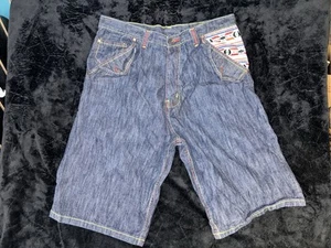 COOGI Shorts Mens 34 X 13 Blue Baggy Y2K Hip-Hop Streetwear Embroidered Jorts - Picture 1 of 12