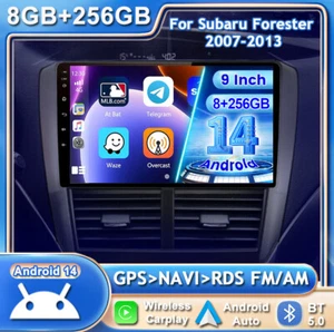 9"For Subaru Forester 2007-2013 Car Stereo CarPlay GPS Radio Android 14 8G+256GB - Picture 1 of 17