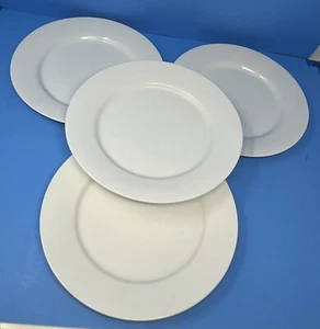 Crate & Barrel Aspen Set of 4 Dinner Plates White Rimmed 10.5" - Picture 1 of 5
