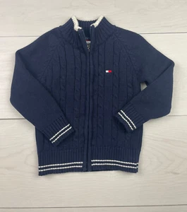 Tommy Hilfiger Boys Dark Blue Knit Sweater Jacket Size 6 - Picture 1 of 5