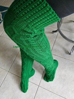 Cable Knit Over The Knee High Socks Womens OTK Tall Boot Fall School Girl Tassel - Image 1 of 4