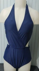 Zeraca Women's One-Piece Swim Bathing Suit, Halter tie, Monokini, Navy, Medium - Picture 1 of 4