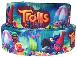 GROSGRAIN RIBBON 5/8", 7/8", 1.5", 3" Troll for Gifts Birthday Christmas Printed - Picture 1 of 1