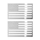 2 Pcs US American Flag for GMC Canyon Brushed Chrome Decal Sticker S.Steel GMC Canyon