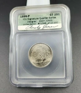 1999 P Connecticut Statehood Quarter Coin ICG Andy Jones Engraver Signature BU - Picture 1 of 2