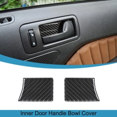 Cubierta de panel de tazón de puerta interior de fibra de carbono 2 piezas para Ford Mustang 2009-2013 Foto 1 de 4