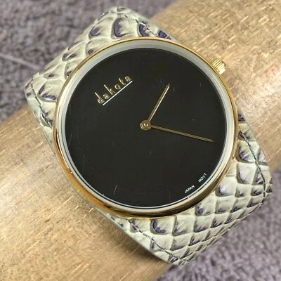 Reloj analógico de cuarzo Dakota para mujer negro dorado correa de cuero 38 mm 7" Foto 1 de 4