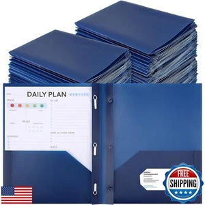 Cholemy 72 Packs Pocket Folders with Prongs Heavy Duty Plastic Folder with Bu - Picture 1 of 5