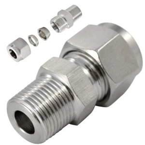 3/8" x10mm Male BSP - Compression Tube Fitting Ferrule Stainless steel Connector - Picture 1 of 6