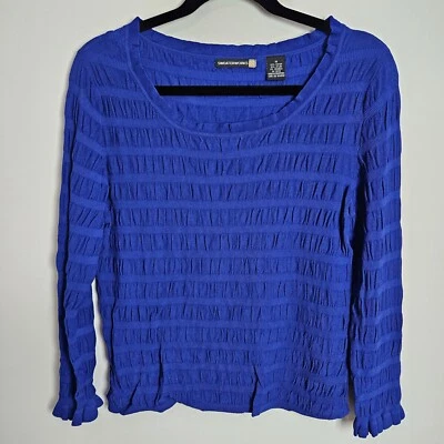Blusa elástica tejida texturizada azul talla M Sweaterworks para mujer Foto 1 de 4