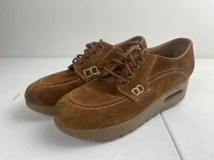 Vintage Platform Chunky Loafers Hippie Boho Brown Rust Suede Leather Size 8 - Picture 1 of 6