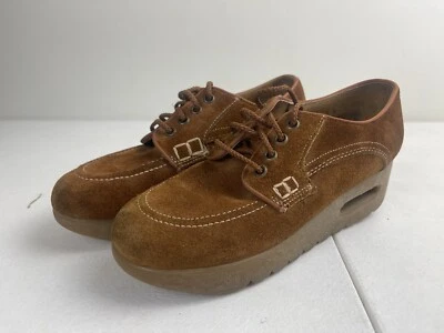 Mocasines Gruesos Plataforma De Colección Hippie Boho Marrón Óxido Gamuza Cuero Talla 8 Foto 1 de 4