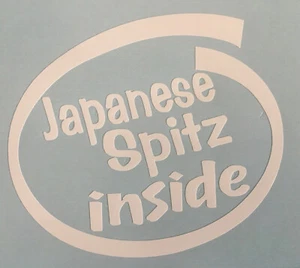 JAPANESE SPITZ INSIDE DOG ON BOARD CAR WINDOW STICKER DECAL WHITE ALL COLOURS - Picture 1 of 4