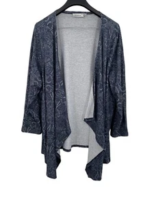 Avenue Plus Size 5X Cardigan Women’s Long Sleeve Open Waterfall Blue Floral Knit - Picture 1 of 7