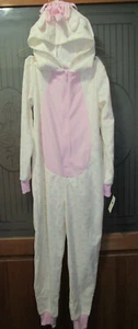 Tucker+Tate Childs Body Suit Fleece Hooded Unicorn Sleepware - Pink/White - L 10 - Picture 1 of 8