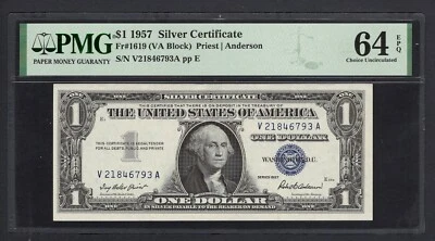 United States-Silver Certificate 1 Dollar 1957 Fr#1619 (VA Block) UNC Grade 64 - Image 1 of 2