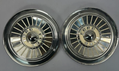 Ford Fairlane Thunderbird 1957 14" tapacubos lote de 2 turbina cubierta de rueda vintage 2 Foto 1 de 4