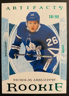 2022-23 Artifacts Emerald NICHOLAS ABRUZZESE RC #173 TORONTO MAPLE LEAFS /99 SP - Image 1 of 2