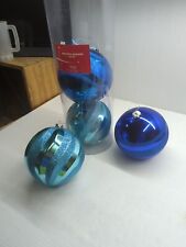 4 Large 6-Inch Blue Christmas Ball Ornaments - Shatterproof Mercury Decorations