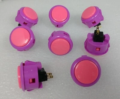 Japón Sanwa Mezcla Botones Rosa Violeta x 8 Piezas Videojuego Arcade Piezas OBSF-30 Foto 1 de 4