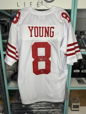 Camiseta firmada por Steve Young de los 49ers de San Francisco NFL GTSM Steve Young (SY) CERTIFICADO DE AUTENTICIDAD HOF Foto 1 de 4