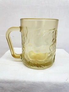 Vtg Embossed Amber Glass 'Grape Pattern' Coffee Cups-Mugs, 10 Oz. - Picture 1 of 8