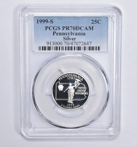 PR70 DCAM 1999-S Silver Pennsylvania Quarter PCGS Blue Lbl *5014 - Picture 1 of 5