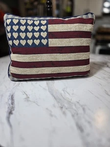 American Flag Rectangle Throw Pillow with hearts 16"X12" - Picture 1 of 2